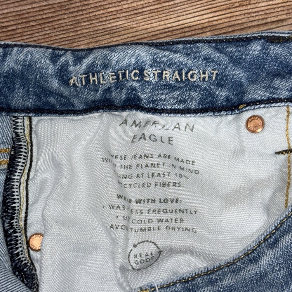 American Eagle Airflex Jeans Mens 29x32 Athletic Straight Distressed Stretch - Picture 7 of 9